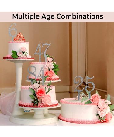 Silver Happy Birthday Cake Topper Numbers - Set of 10 Acrylic Cake Decorations for All Ages - Men and Women, 1st Birthday to 100+ - Birthday Cake Toppers - Buy Online on SooperMarket.com