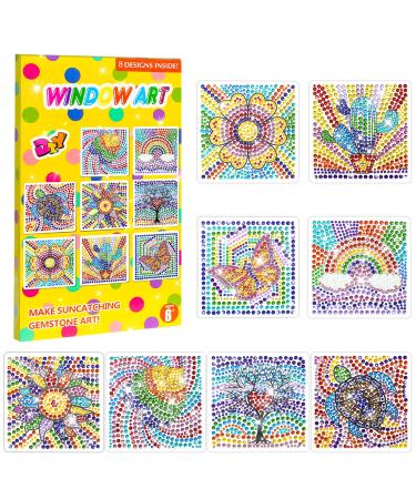 Msoesticc.dl 8Pcs Arts and Crafts for Kids Girls Ages 8-12  Suncatcher Big Gem Diamond Painting Stickers Kits for Kids  DIY Window Gem Art Kits for Kids Boys