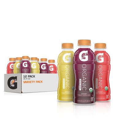 G Organic, 3 Flavor Variety Pack, Gatorade Sports Drink, Organic Hydration, USDA Certified Organic, 16.9 fl oz Bottles (Pack of 12) 3 Flavor Variety Pack Drink
