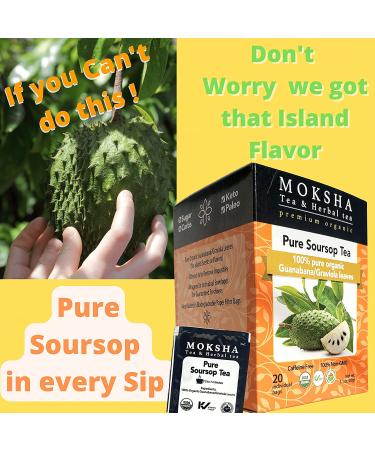 Organic Pure Soursop Tea with Graviola Leaf - 20 Guanabana Leaves Tea Bags | Moksha Ayurveda - Buy Online on SooperMarket.com