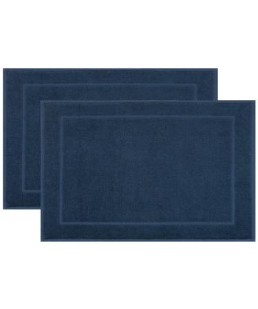 Customs 2 Set Bath templates in 50x70 cm - suction -strong and soft swimmats in dark blue - pleasant massage effect - washable up to 60 C - Suitable for underfloor heating - cotton - hotel quality 2x bathrobes dark blue