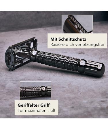 St rtebekker Premium Razor Hobel - Handmade Leather Etui | Vintage Wet Razor Set with 10 Blades & Mirror | Perfect Travel Shaving Gear - Buy Online on SooperMarket.com