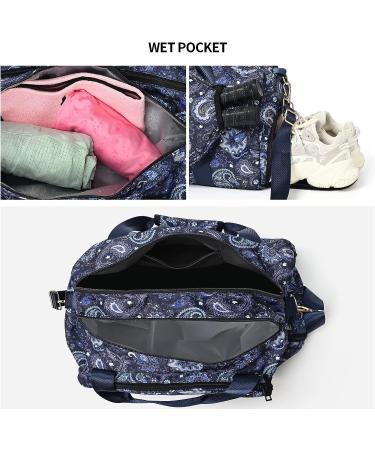 Boulder Bee Premium Pickleball Bag for Women | Blue Cashew Flower Design | Hand/Shoulder Gym Bag with Water Bottle Holder | Racquet/Paddle Holder Duffel Bag - Buy Online on SooperMarket.com