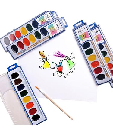 Color Swell 36 Set Bulk Watercolor Paint Pack with Wood Brushes - 8 Colors, Washable, Perfect for Kids, Classroom, Parties - All Ages - Buy Online on SooperMarket.com