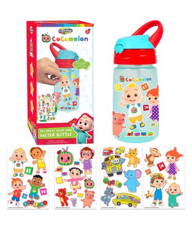 Creative Kids Cocomelon Decorate Your Own Water Bottle BPA Free Toddler Water Bottle with 4 Sheets of Customized Stickers - DIY Arts and Crafts - Easy to Grip Durable Gift for Boys & Girls Age 3+ Cocomelon Waterbottle