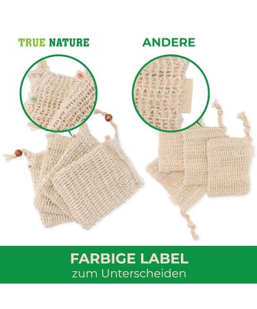 True Nature Sisal Soap Bags Set (4 Pack) - Laboratory Tested Comparison Winner for Solid Shampoo & Natural Soaps - Extra Large with Colored Labels - Buy Online on SooperMarket.com