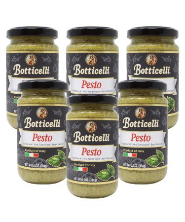 Botticelli Premium Fresh Basil Pesto Sauce (Pack of 6) for Pasta, Salad Dressing, Sandwich & Dip - Ready-to-Use Traditional Genovese Basil Pesto Made from Italy - 6.7oz 6.7 Ounce (Pack of 6)
