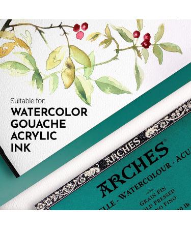 Arches Watercolor Block 9x12-inch | 10 Sheets 300 lb Watercolor Paper Cold Press | 100% Cotton | Ideal for Gouache, Ink, Acrylic | Natural White | Watercolor Paper Block - Buy Online on SooperMarket.com