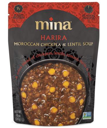 Mina Harira, Moroccan Chickpea & Lentil Soup, Ready to Eat Meal, High In Plant Based Protein, Vegan, Non-GMO, Gluten Free, Kosher, Microwavable, Fully Cooked Entre, 10 oz