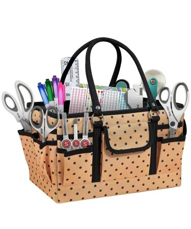 SINGER Storage Collapsible Tote Caddy  Sewing & Craft Storage  Polka Dot Print