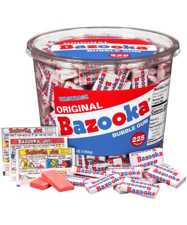 Bazooka Bubble Gum 225 Count Individually Wrapped Pink Chewing Gum in Original Flavor - Bulk Bubble Gum Tub - Fun Old Fashioned Candy for Halloween Parties and Trick or Treaters Original 225 Count (Pack of 1) - Buy Online on SooperMarket.com