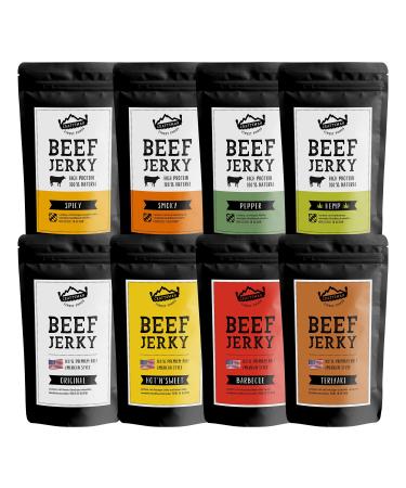 Craftsman Beef Jerky Superpack |Set 8x 50 g (400 g) |All varieties |Original BBQ Teriyaki Hot & Sweet Smoky Spicy Pepper Hemp |Dry meat from Germany - Bavaria |Jery Beef Mix 50 G (8 Pack)