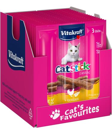 Vita power cat stick classic cat snack delicacies for cats with poultry and liver in storage size (20x 3 pieces) poultry + liver 18 g (20 pack)