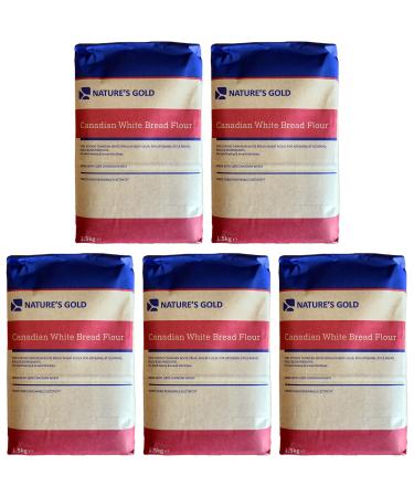 Nature's Gold 100% Very Strong Canadian White Bread Flour 1.5kg (Pack of 5)