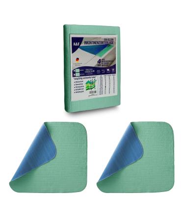 A&F incontinence edition 100x150 (2 -pack) - 4 layers - up to 26280ml/m suction power tank pad washable - incontinence pad washable - mattress pad suitable for baby bed and cot 100x150 2 Pack