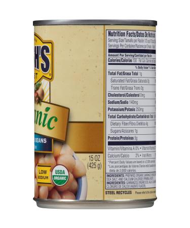 BUSH'S BEST Organic Garbanzo Beans Canned Beans Organic Chick Peas USDA Certified Organic Source of Plant Based Protein and Fiber Low Fat Gluten Free (12) 15 Ounce (Pack of 12) - Buy Online on SooperMarket.com