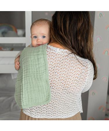 Comfy Cubs Muslin Spit Towels - 10 Pack Large 100% Cotton Hand Washcloths Extra Absorbent & Soft Sage Color Ideal for Baby Care - Buy Online on SooperMarket.com