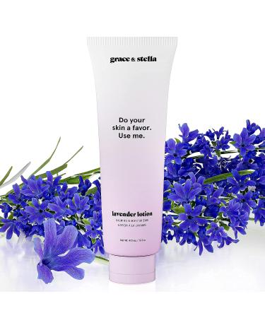 Lavender Body Lotion (16 oz) - Vegan Moisturizing Lavender Lotion for Men and Women - Paraben and Cruelty-Free - Scented by Grace & Stella - Calming Hand & Body Moisturizer - Buy Online on SooperMarket.com