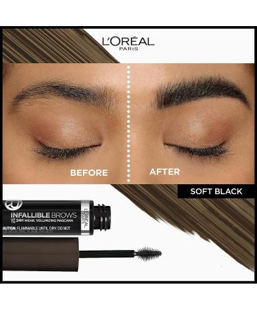L'Oreal Paris Infallible Volumizing Brow Mascara - 3.0 Soft Black | Long Lasting Brow Makeup for Fuller Eyebrows - Buy Online on SooperMarket.com