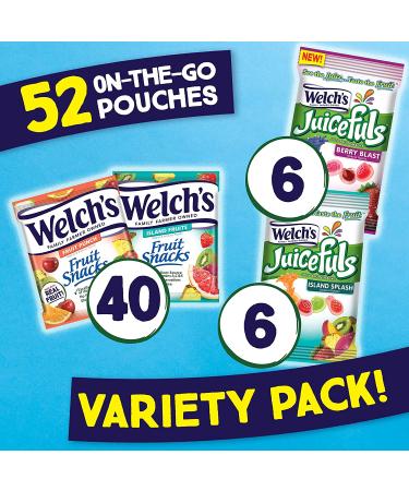 Welch's Fruit Snacks Combo Variety Pack - Juicefuls Berry Blast & Island Splash, Gushers, Island Fruits & Fruit Punch - Pack of 52 Individual Single Serve Bags - 0.9 and 1 oz Sizes - Buy Online on SooperMarket.com