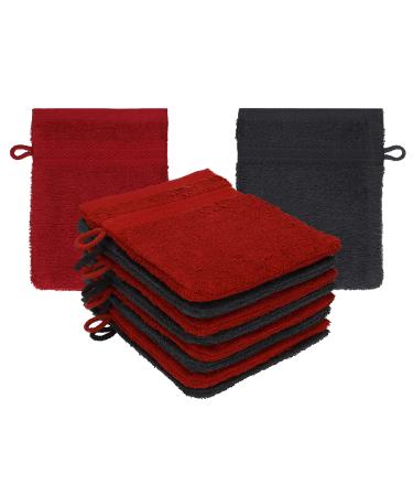 Betz 10 pieces wash gloves premium 100% cotton washcloth set 16x21 cm color ruby red - graphite