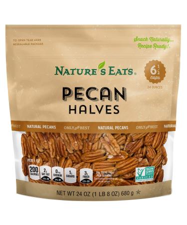 Nature's Eats Pecan Halves Natural, 24 Ounce
