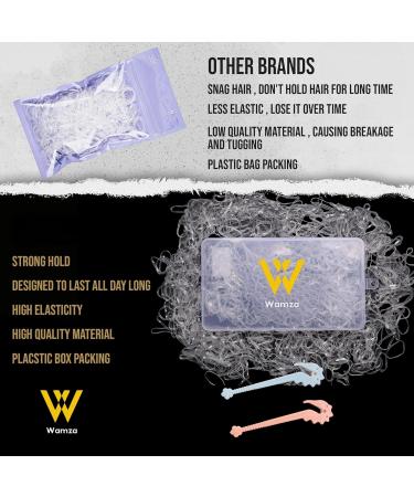 WAMZA 1000 Pcs Clear Small Elastic Hair Bands 2 pcs Elastic Rubber Hair Band Remover Cutter Hair Bobbles With Storage Box Mini/Tiny Clear Hair Elastics Bands/Ties Women and Girl (Clear 1000) - Buy Online on SooperMarket.com