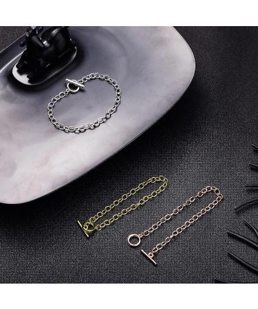 24 Piece Bracelet Chains with Toggle Clasp - DIY Jewelry Making Supplies in Gold, Silver, and Rose Gold - Buy Online on SooperMarket.com