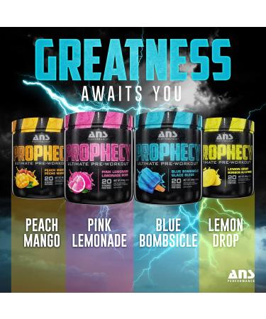 ANS Performance Prophecy Pre Workout Powder (20 servings 14.5 oz) Gluten Free Pre-Workout Formula - Energy & Strength - Sugar Free- Increase Power & Workout Volume (Lemon Drop) - Buy Online on SooperMarket.com