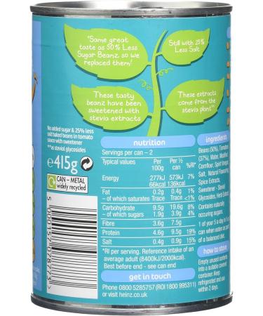 Heinz No Added Sugar Baked Beanz 415g - Pack of 1 - Buy Online on SooperMarket.com
