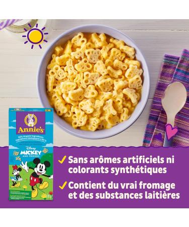 ANNIE'S - MACARONI AND CHEESE Disney Mickey and Friends No Artificial Flavours or Synthetic Colours Contains Real Cheese and Milk Ingredients 80% Organic Ingredients 170 Grams Package - Buy Online on SooperMarket.com