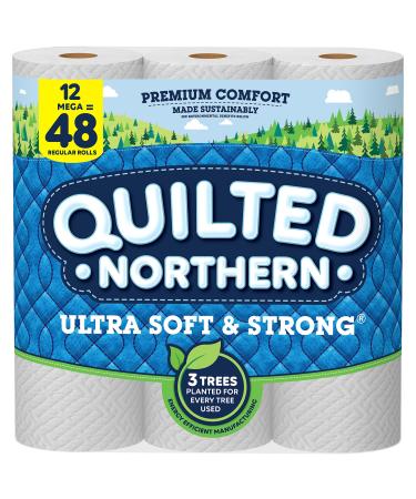 Quilted Northern Ultra Soft & Strong Toilet Paper, 12 Mega Rolls  48 Regular Rolls, 2-ply Bath Tissue 12 Count (Pack of 1)