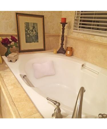 Super Soft White Bath Pillow with Suction Cups - Removable, Washable Cover - Buy Online on SooperMarket.com