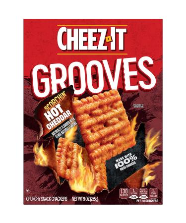 Cheez-It Grooves Scorchin' Hot Cheddar Cheese Crackers 9oz - Crunchy Lunch Snacks - Buy Online on SooperMarket.com