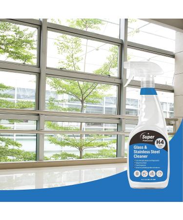 Super Professional Glass & Stainless Steel Cleaner 750ml x 6 H4 Streak Free Fresh Fragrance Green - Buy Online on SooperMarket.com