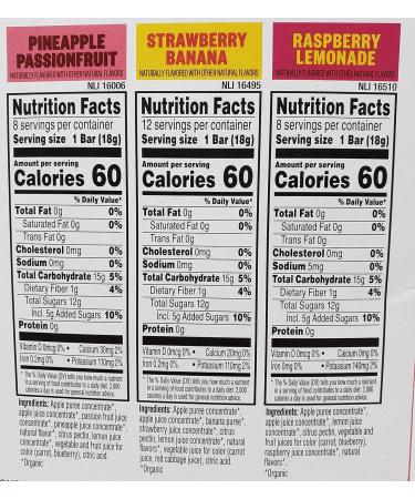 Organic Layered Fruit Bars - Pineapple Passion, Strawberry Banana, Raspberry Lemonade - 84 Bars (Pack of 1) - Buy Online on SooperMarket.com