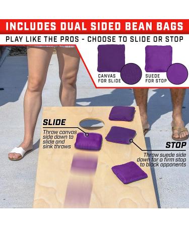 GoSports Tournament Cornhole Bags - Purple - Dual Sided Stop & Slide Bean Bags - Buy Online on SooperMarket.com