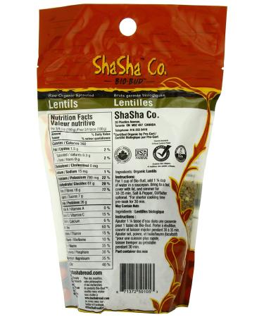 Buy ShaSha Organic Sprouted Bio-Buds Lentils 16oz | Nutrient-Rich Superfood - Buy Online on SooperMarket.com