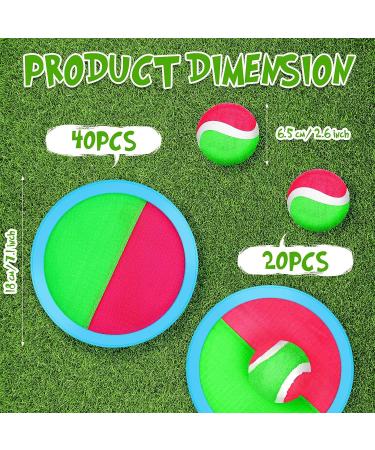 Vinsot Kids Toss and Catch Game Set - 40 Paddles, 20 Balls - Outdoor Beach Sports Game for Kids and Adults - Pink Green Blue - Buy Online on SooperMarket.com