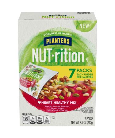 PLANTERS NUT-rition Heart Healthy Mix with Walnuts 7.5 oz Box (Contains 7 Individual Pouches) - On-the-Go Snack Work Snack School Snack and Active Lifestyle Snack - Great Camping Snacks - Kosher