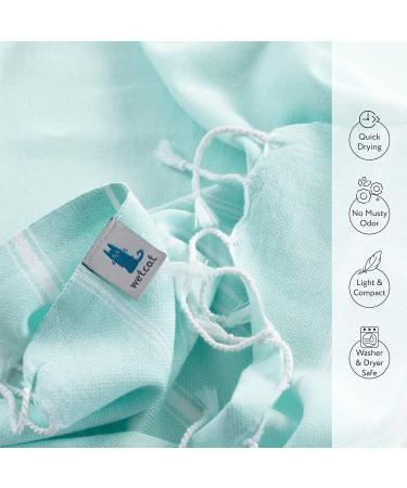 WETCAT Turkish Beach Towel 38x71 100% Cotton - Quick Dry, Sand Free, Oversized Towel for Adults - Aqua - Buy Online on SooperMarket.com