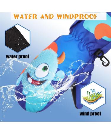 FAYHIJUN Waterproof Kids Mittens - Thermal Fleece Lined PU Palm Gloves for Boys Girls Age 7-9 - Ideal for Skiing, Snowboarding, Cycling - Blue - Buy Online on SooperMarket.com
