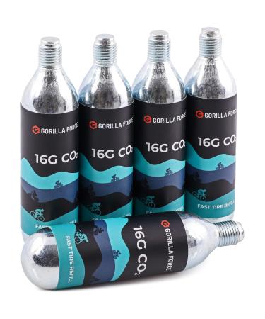 Gorilla Force, Value Pack 16g Threaded CO2 Cartridges, Fits All Bike Tire Inflators Box of 5