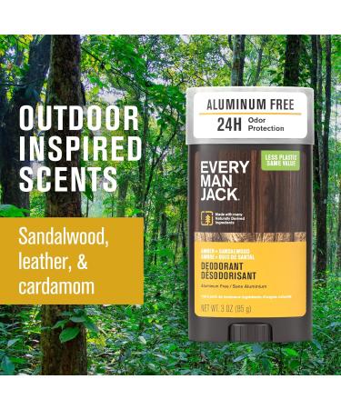 Every Man Jack Amber + Sandalwood Men s Deodorant - Stay Fresh with Aluminum Free Deodorant For all Skin Types - Odor Crushing Long Lasting with Naturally Derived Ingredients - 3oz (4 Pack) - Buy Online on SooperMarket.com