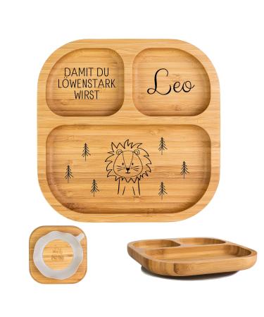 Wondering - personalized baby plate with suction cup - practical complementary food baby accessories with names - baby plate non -slip - personalized gifts baby (lion)