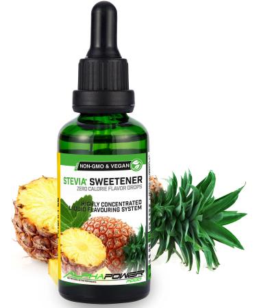 Alphapower Food |Stevia sugar -free flavor drops pineapple |100% natural liquid aroma + sugar substitute for water muesli desserts smoothies natural pineapple aroma 50.00 ml