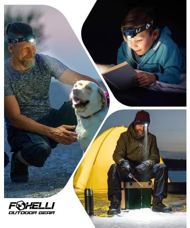 Foxelli Rechargeable LED Headlamp - Ultralight Waterproof Headlamp Flashlight for Adults & Kids - USB Rechargeable with Red Light for Running, Camping, Hiking - Black - Buy Online on SooperMarket.com