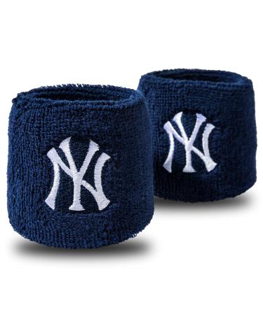 Franklin Sports MLB Team Licensed Baseball Wristbands - MLB Team Logo Sweat Wristbands - Great for Costumes + Uniforms - Pair New York Yankees