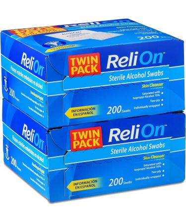 ReliOn Sterile Alcohol Swabs 200 Count - Disinfectant Wipes for Medical & Personal Use - Buy Online on SooperMarket.com