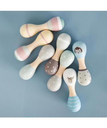 Bieco Baby Rassel Wood Hedgehog & Dumbbell Rattles | 2 Set | 19 cm | Musical Instruments for Children | Montessori Rattles for Baby 0-6 Months & 1 Year+ - Buy Online on SooperMarket.com